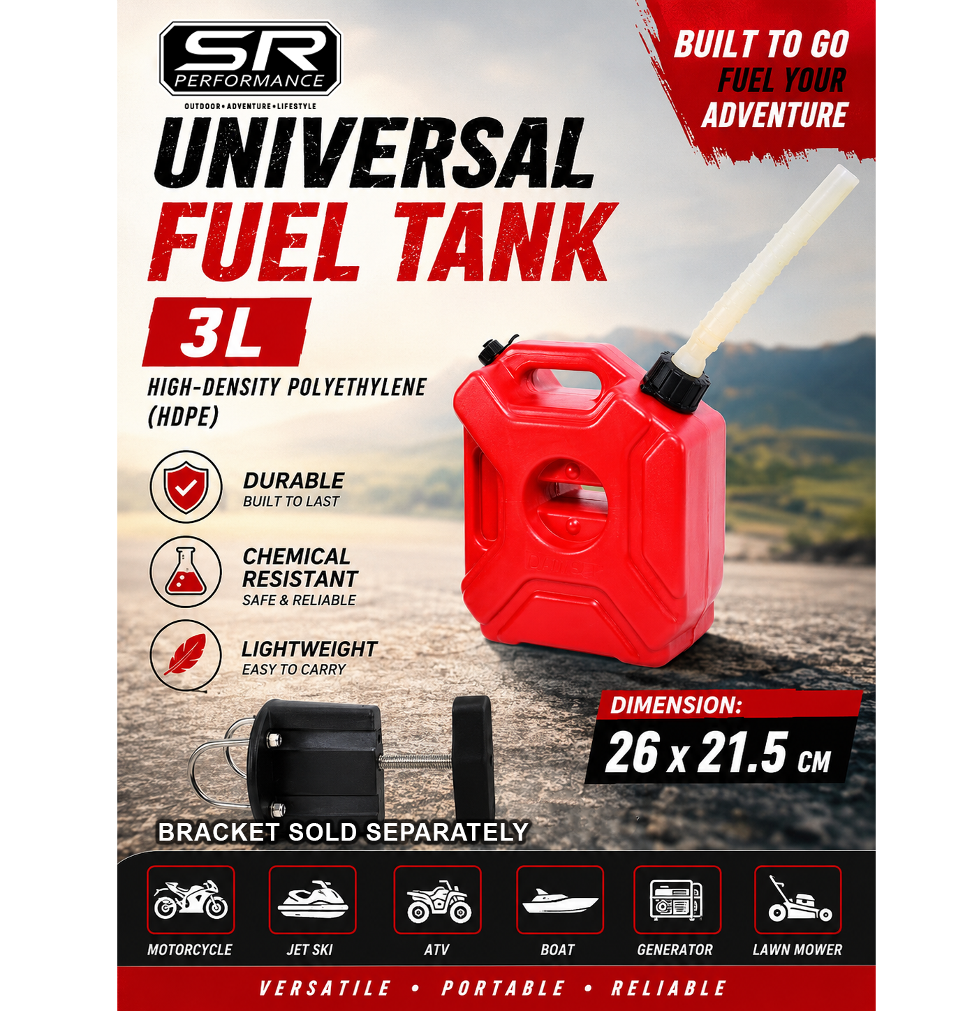 UNIVERSAL FUEL TANK 3L RED
